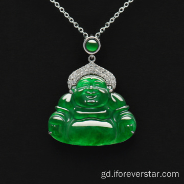 18k geal Green Green Green Green Buddha Pendant